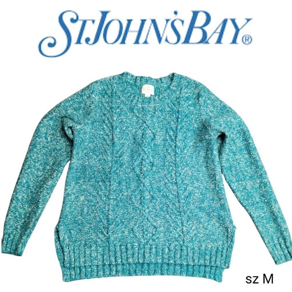St. John's Bay Teal Turquoise  Blue Green Pullover Soft Comfy Sweater